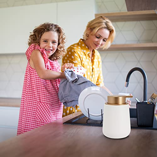 TOOZFO Soap Liquid Dispenser Ceramic with Easy-to-Press Pump Hand Liquid Dispenser for Shampoo Bathroom Kitchen 12 oz 2pcs - Image 4
