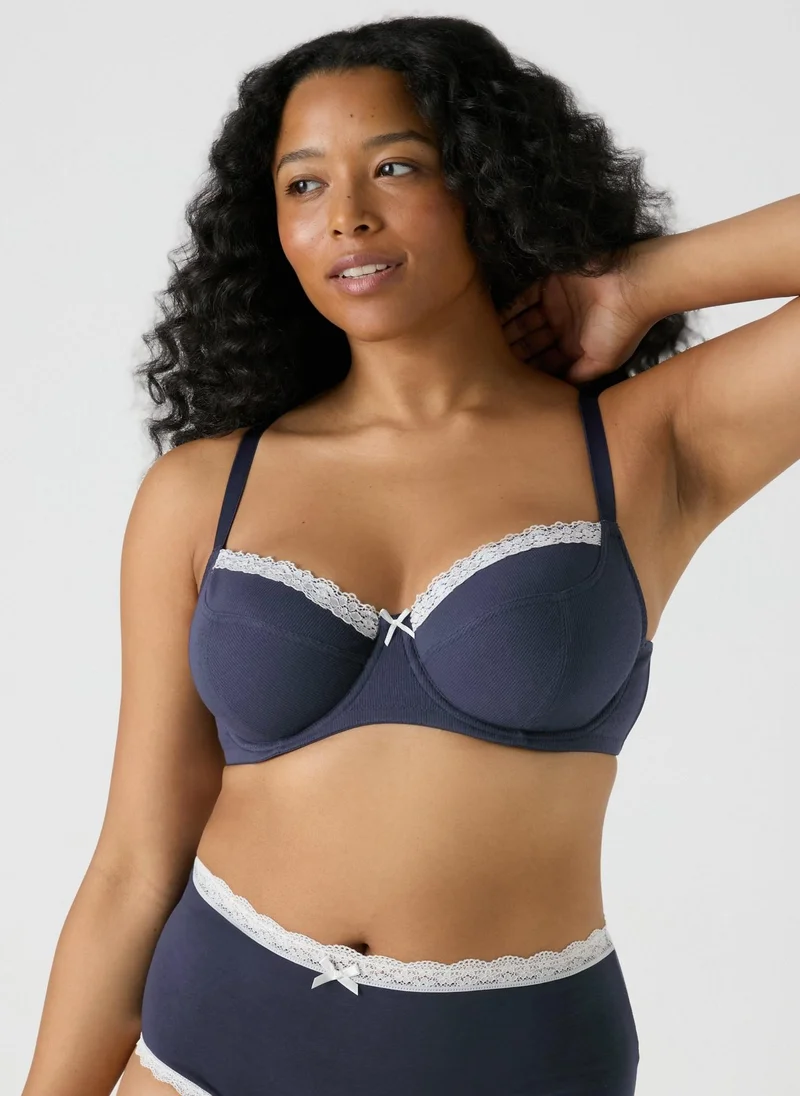 Matalan 2 Pack Navy & Pink DD Plus Non Padded Bras