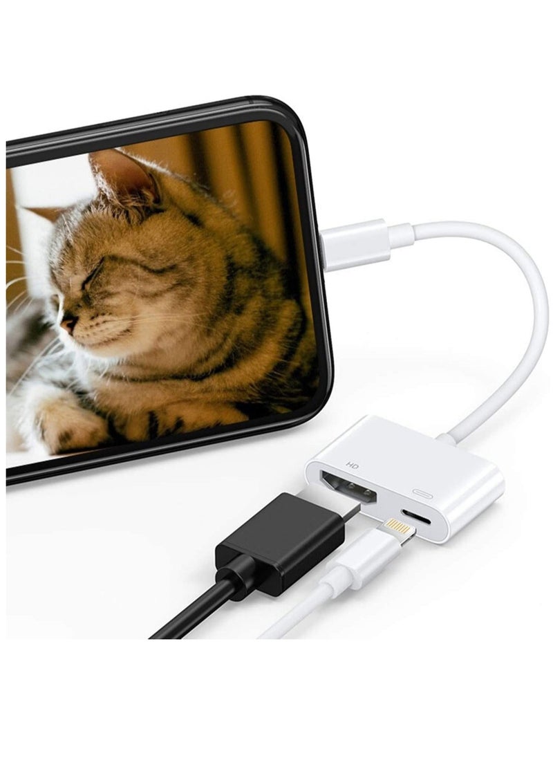 Ntech - Lightning to HDMI Adapter,1080P Digital Sync Screen Converter AV Adapter with Charging Port Compatible with iPhone 12/11/XS/XR/X/8 iPad on HDTV/Monitor/Projector Support All iOS - Image 1
