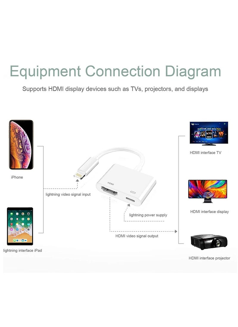 Ntech - Lightning to HDMI Adapter,1080P Digital Sync Screen Converter AV Adapter with Charging Port Compatible with iPhone 12/11/XS/XR/X/8 iPad on HDTV/Monitor/Projector Support All iOS - Image 1