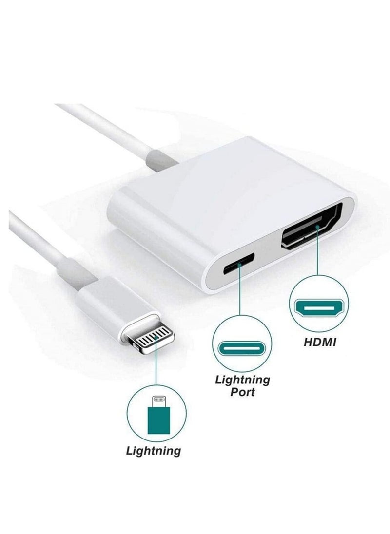 Ntech - Lightning to HDMI Adapter,1080P Digital Sync Screen Converter AV Adapter with Charging Port Compatible with iPhone 12/11/XS/XR/X/8 iPad on HDTV/Monitor/Projector Support All iOS - Image 1