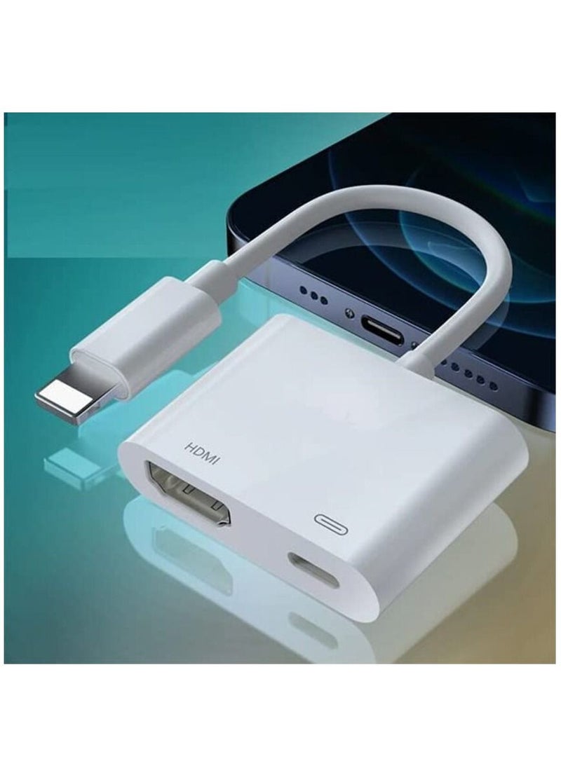 Ntech - Lightning to HDMI Adapter,1080P Digital Sync Screen Converter AV Adapter with Charging Port Compatible with iPhone 12/11/XS/XR/X/8 iPad on HDTV/Monitor/Projector Support All iOS - Image 1