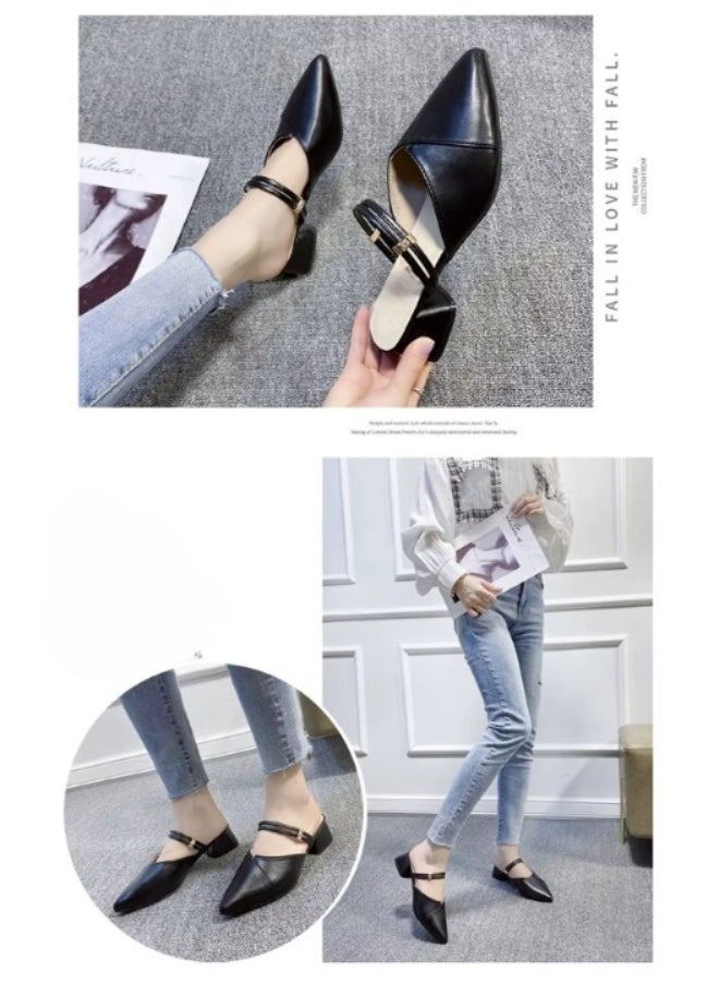 Rup Art Women’s Chunky Heel Summer Sandals – Korean Style Reversible Half Slippers – Slip-On Box Heel Comfort Shoes for Long Walks  - Image 4