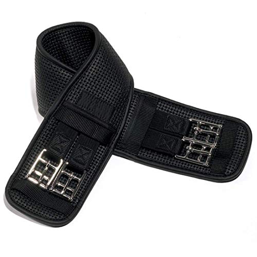 Ovation Ovsellerie Airform Chafeless Dressage Girth - Cushioned Textured Soft Horse Girth with Stainless Steel Hardware, Black, 26 - Image 1