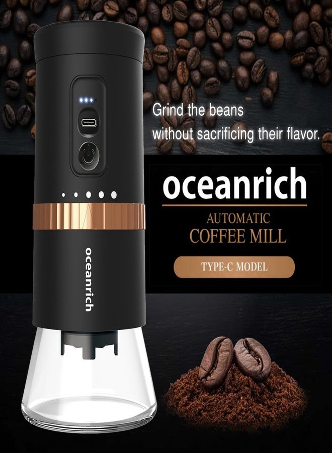 اوشين ريتش مطحنة قهوة أوتوماتيكية Oceanrich-G2C مزودة بـ 5 إعدادات مسبقة، قابلة لإعادة الشحن عبر منفذ USB من النوع C، لاسلكية، وعاء قابل للإزالة، مطحنة كهربائية محمولة، للاستخدام المنزلي والمكتبي والسفر، إلخ، UQ-ORG2CBK أسود - Image 2