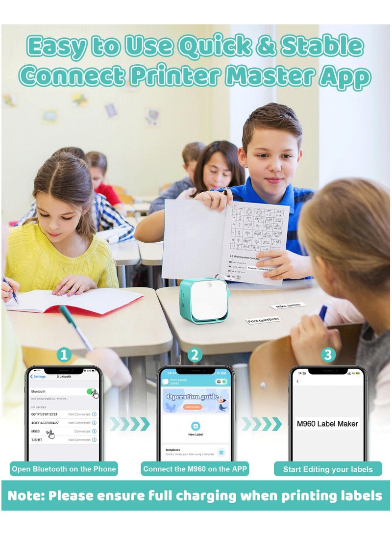 Vixic M960 Label Maker - Bluetooth Mini Label Maker Machine with Tape, Portable Handheld Label Printer,Easy to Use Smartphone Labeler for Home School Small Business Office Organization, Rechargeable - Image 3