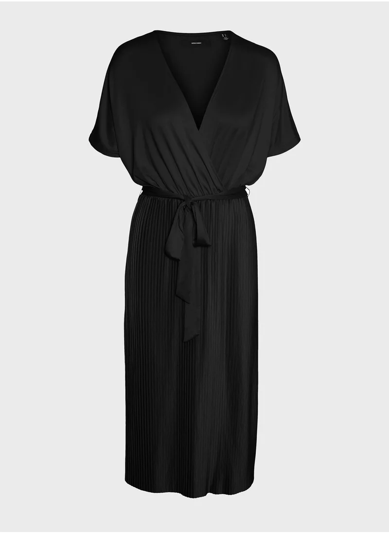 VERO MODA Tie Waist Surplice Dress