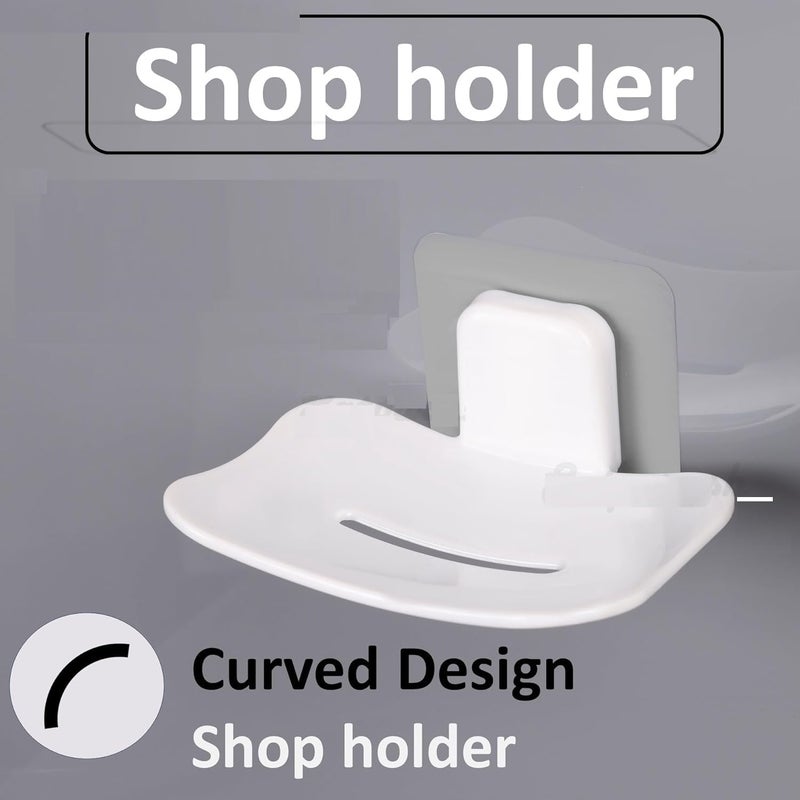 YPTC Bathroom Plastic Accessories, Bathroom Rack, Bathroom Shelf Organizer, Wall Mounted Shelf, Bathroom Hardware & Accessories, Storage Racks (Soap Holder White, 2 Pack) - Image 2