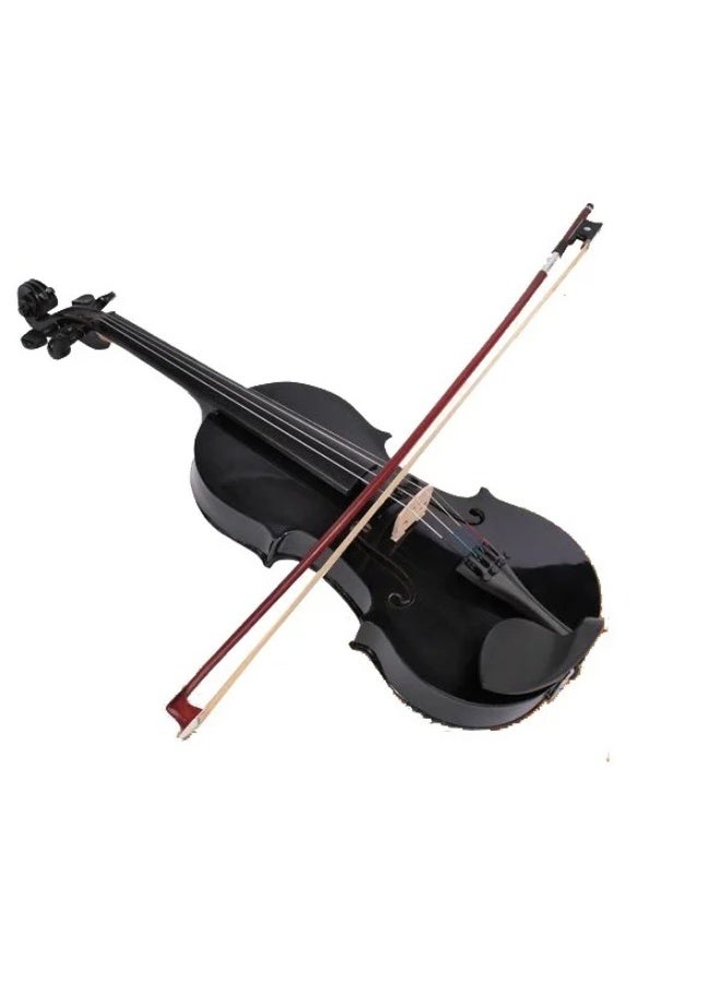 ميغاريا كمان أكوستيك مصنوع يدويًا مقاس 4/4 بالحجم الكامل | خشب القيقب الهندي | تشطيب أسود لامع | كمان للمبتدئين مع القوس والروزن وحقيبة صلبة | مناسب للأطفال والطلاب - Image 3