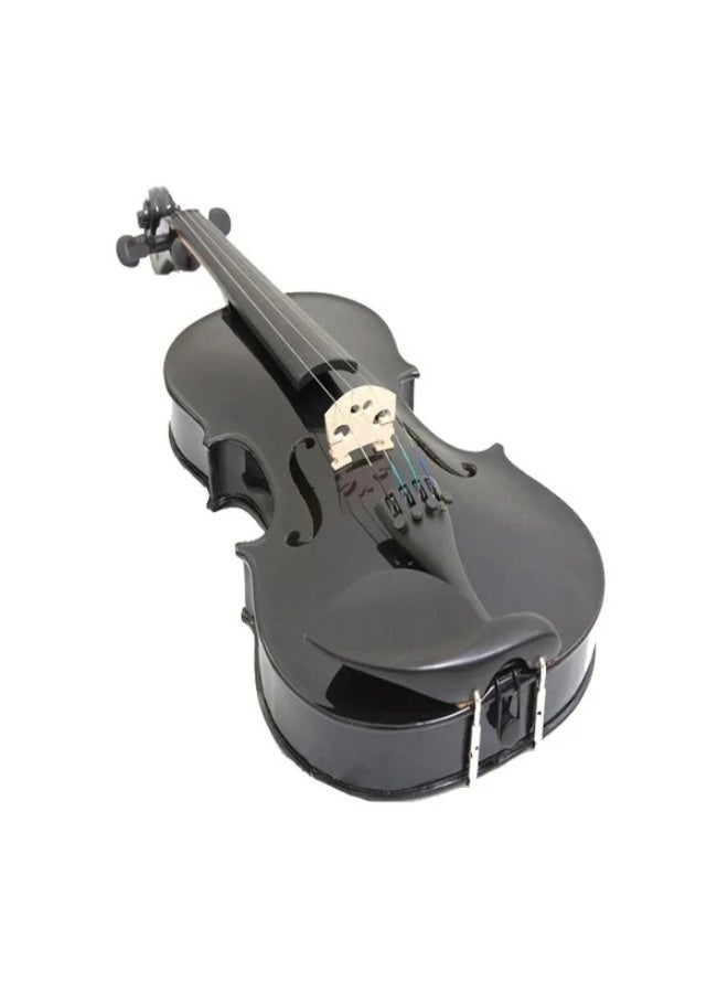 ميغاريا كمان أكوستيك مصنوع يدويًا مقاس 4/4 بالحجم الكامل | خشب القيقب الهندي | تشطيب أسود لامع | كمان للمبتدئين مع القوس والروزن وحقيبة صلبة | مناسب للأطفال والطلاب - Image 4