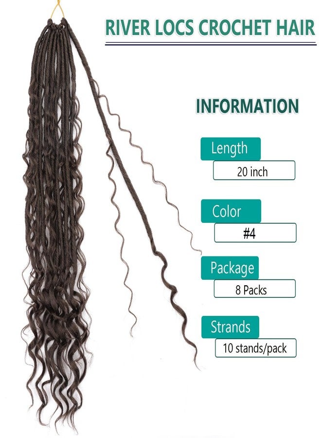 فلايتينغ شعر كروشيه Goddess Locs مُجهز مسبقًا بحلقات، طوله 20 بوصة، 8 عبوات، شعر كروشيه Boho Faux Locs للنساء ذوات البشرة السمراء، River Locs مع أطراف مجعدة #4 - Image 2