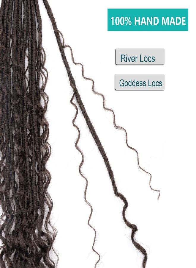 فلايتينغ شعر كروشيه Goddess Locs مُجهز مسبقًا بحلقات، طوله 20 بوصة، 8 عبوات، شعر كروشيه Boho Faux Locs للنساء ذوات البشرة السمراء، River Locs مع أطراف مجعدة #4 - Image 5