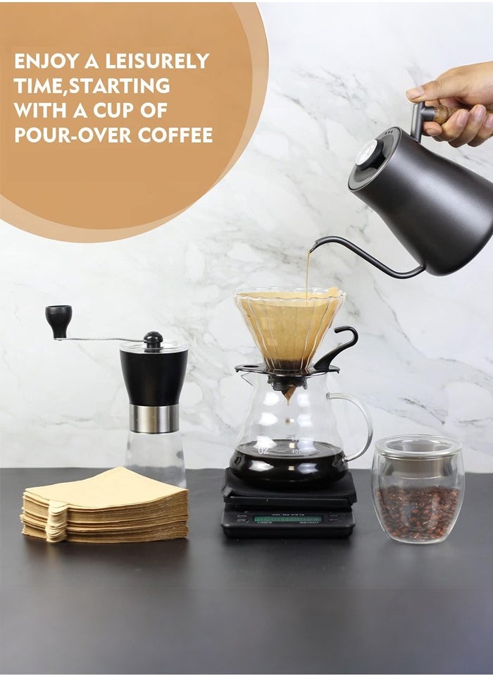 V60 Drip Coffee Set,7-Piece Pour Over Coffee Maker Set,Pour Over Coffee Machine Accessories Kit with Portable Travel Bag