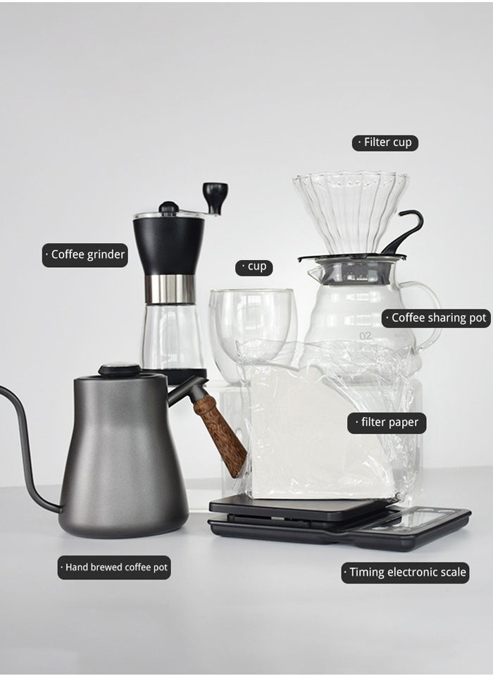 V60 Drip Coffee Set,7-Piece Pour Over Coffee Maker Set,Pour Over Coffee Machine Accessories Kit with Portable Travel Bag