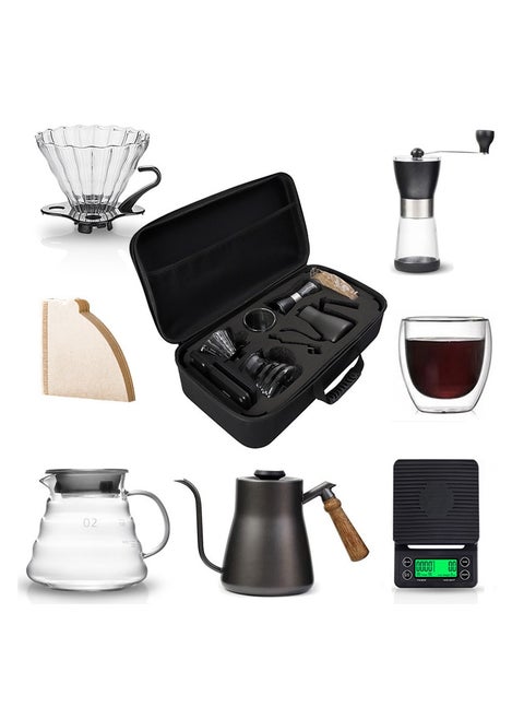 V60 Drip Coffee Set,7-Piece Pour Over Coffee Maker Set,Pour Over Coffee Machine Accessories Kit with Portable Travel Bag
