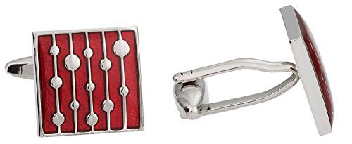 Cuff-Daddy Men's Unique Red Enamel Square Silver Cufflinks with Travel Presentation Gift Box Groom Groomsmen Wedding - Image 2
