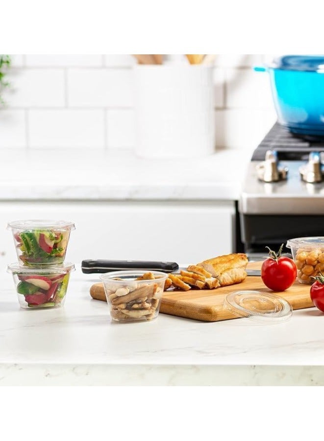 MARKQ [2000 عبوة] أكواب بلاستيكية شفافة قابلة للتصرف سعة 4 أونصات مع أغطية - متاحة بأحجام 1 أونصة و 2 أونصة - أكواب سوفليه، أكواب دواء - Image 2