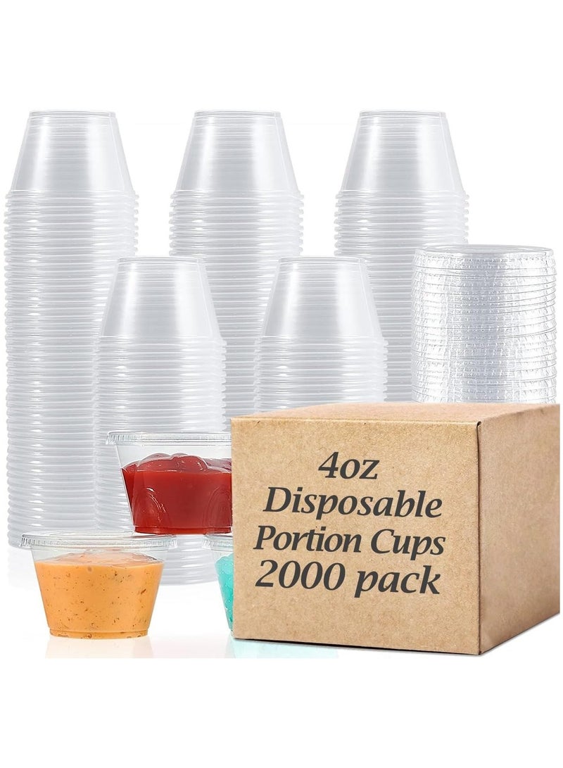 MARKQ [2000 عبوة] أكواب بلاستيكية شفافة قابلة للتصرف سعة 4 أونصات مع أغطية - متاحة بأحجام 1 أونصة و 2 أونصة - أكواب سوفليه، أكواب دواء - Image 1