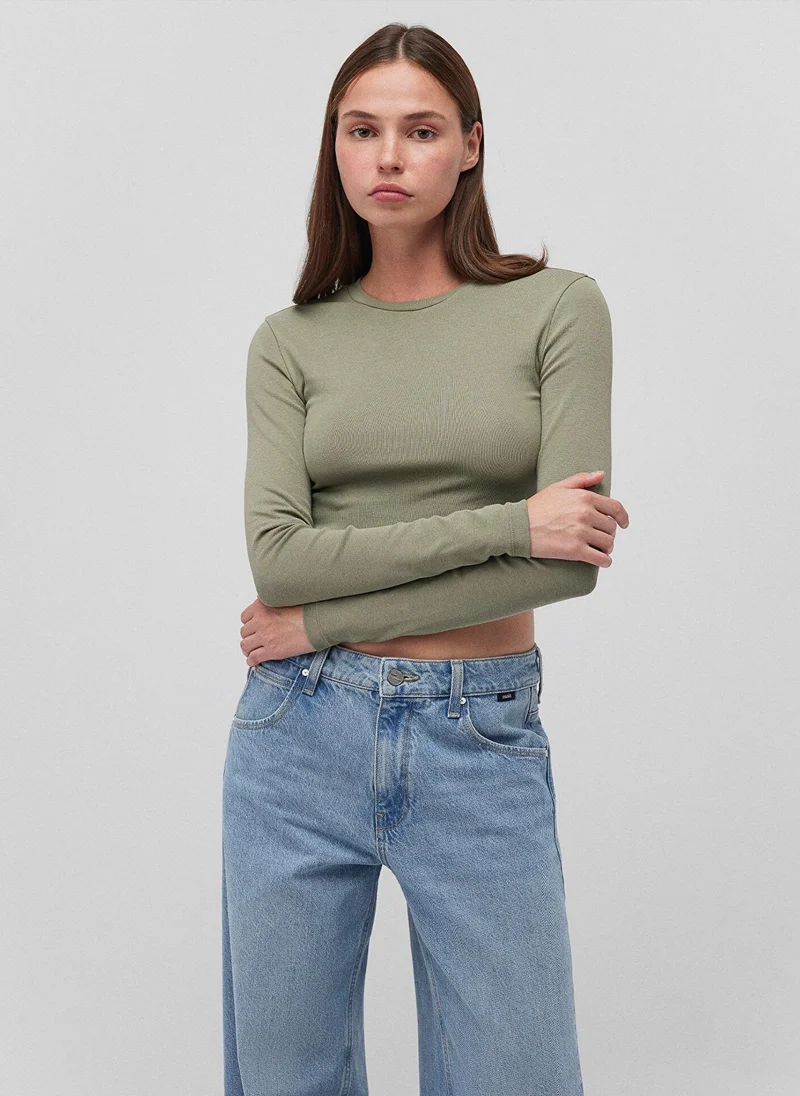 Mavi Long Sleeve Crop Basic T-Shirt