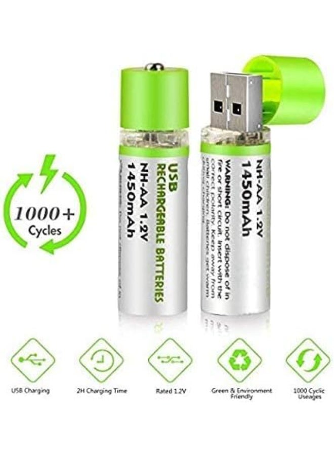 بطاريات ايه قابلة لإعادة الشحن بمنفذ USB - مجموعة من قطعتين - Image 3