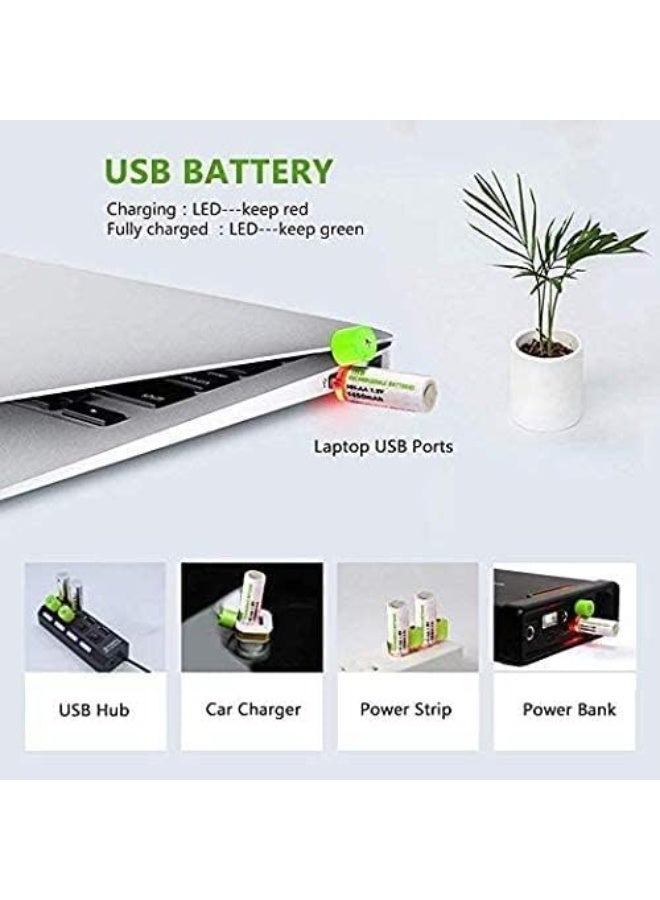 بطاريات ايه قابلة لإعادة الشحن بمنفذ USB - مجموعة من قطعتين - Image 4