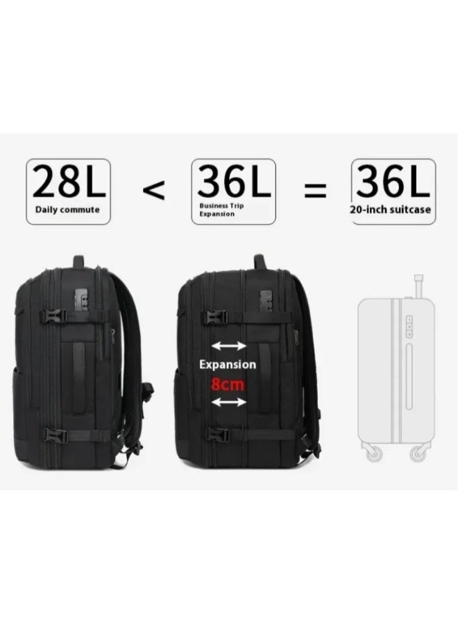 Coolbell 36 L Expandable Waterproof Portable Anti-theft Backpack For Men 17.3 inch Laptop, USB-A Charging Port,180° Open,Black CB-8298 - Image 3