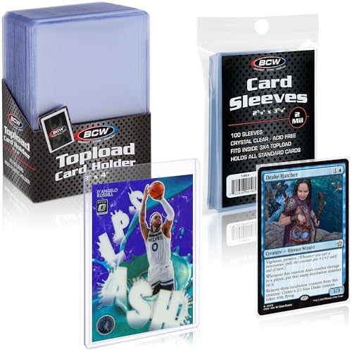 BCW Card Sleeves and Toploaders for Card Combo Premium Top loaders for Cards and AcidFree Penny Sleeves Great for Football Magic The Gathering Pokemon and Baseball Card Protectors 100 Count - Image 1