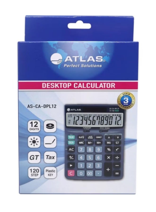 ATLAS 12-Digit Calculator, 120-Step Check & Correct, Dual Power, Grand Total & Tax Function, Large - Image 2