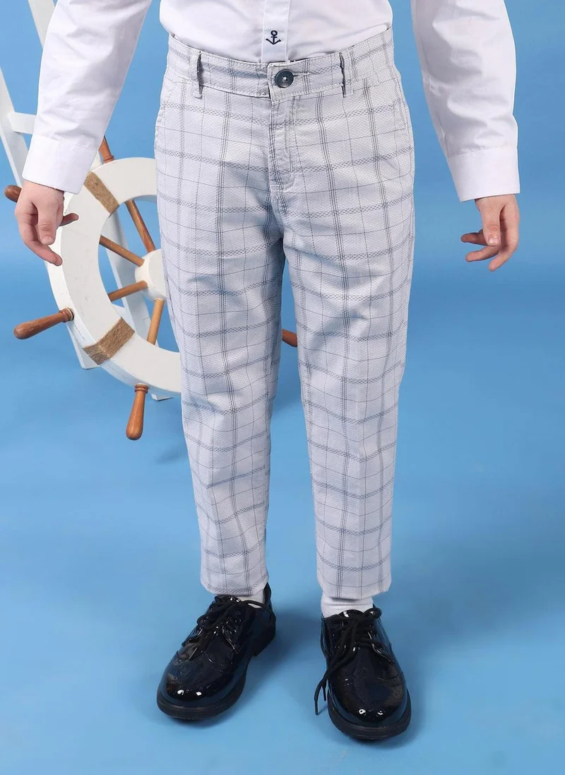 ون فرايدي One Friday Kids Boys 100% Cotton grey check trouser with side pockets