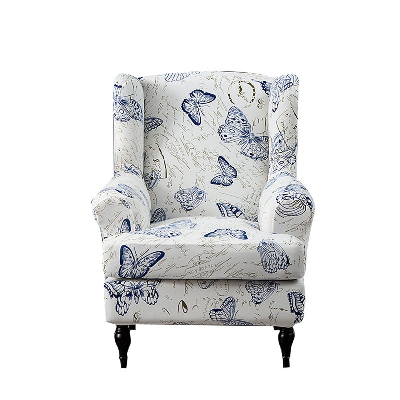 NILUOH NILUOH Wing Chair Slipcovers 2 Pieces Stretch Spandex Wingback Chair Covers Sofa Slipcover Printing Wingback Armchair Slipcovers Furniture Protector Couch Soft with Elastic Bottom16 