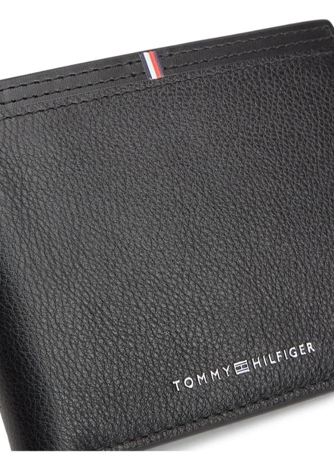 TOMMY HILFIGER Black Corporate Logo Leather Bifold Wallet for Men | Best Price UAE
