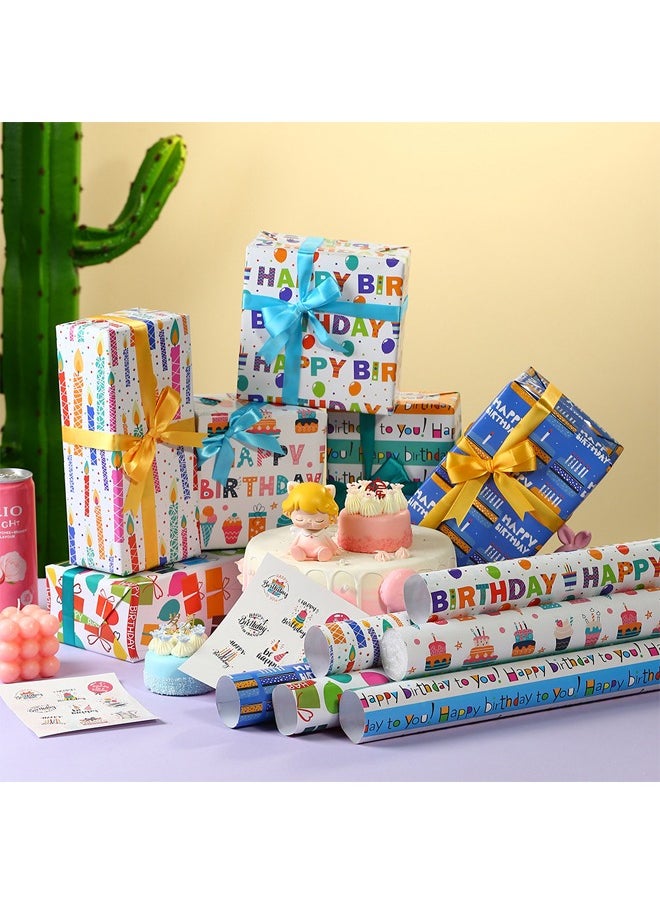 Zeemey 6 Sheets Gift Wrapping Paper With Accessories,Holiday Gift Wrapping Paper,Birthday Gift Box Gift Wrapping DIY, Gift Wrapping Paper for Birthday, Holiday, Wedding, Party,Kids Gift Wrapping (70cmX50cm)  - Image 3