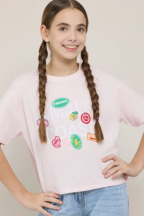 R&B Printed T-Shirt with Crew Neck and Short Sleeves
