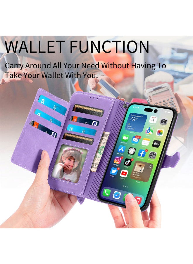 Generic Zipper Wallet Flip Cover Case For Iphone 15pro 14 Protective Shell S24 Phone Case Digital Computer/mobile Phone Accessories-Color:Blue-Applicable Model:For Iphone SE 2024  - Image 4