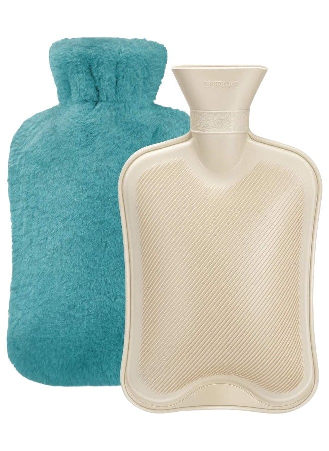 Cloudlyn Cloudlyn 2L water capacity hot water rubber bag with plush cover for cramps and pain relief classic style green  - Image 1