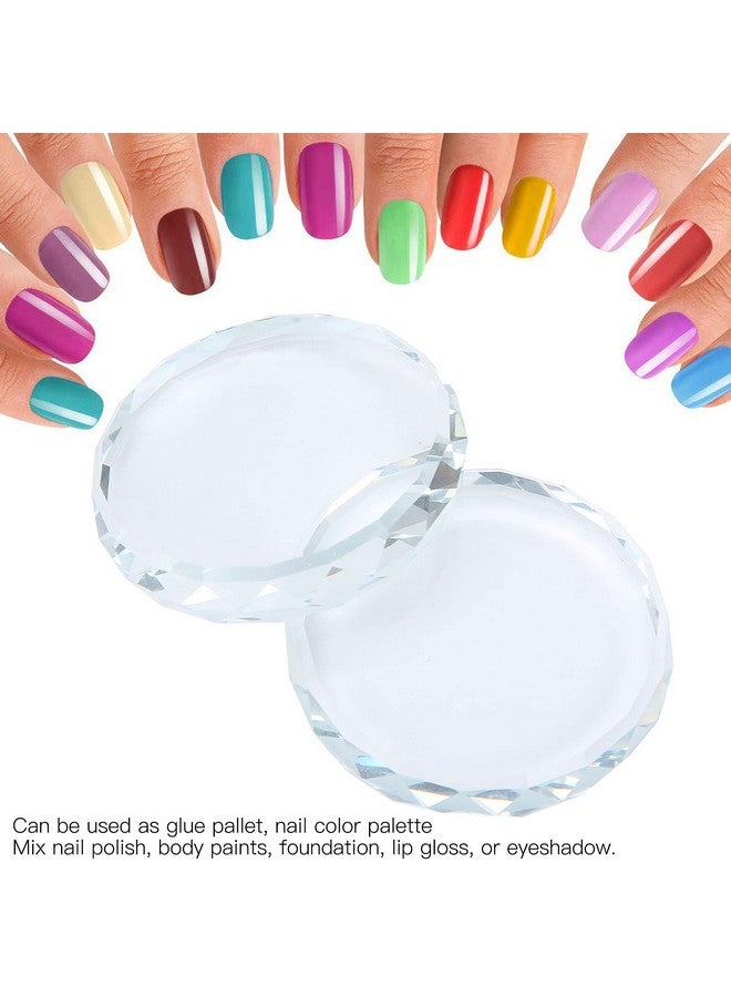 Yinhing Nail Palette Board Nail Art Palette2Pcsset Nail Art Palettes Color Mixing Toning Glass False Eyelash Glue Hold Makeup Pallet For Acrylic Manicure  - Image 4