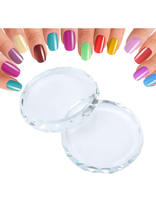 Yinhing Nail Palette Board Nail Art Palette2Pcsset Nail Art Palettes Color Mixing Toning Glass False Eyelash Glue Hold Makeup Pallet For Acrylic Manicure  - Image 1