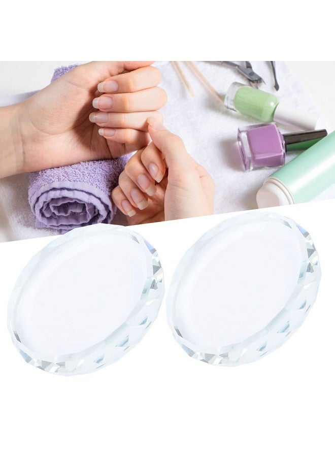 Yinhing Nail Palette Board Nail Art Palette2Pcsset Nail Art Palettes Color Mixing Toning Glass False Eyelash Glue Hold Makeup Pallet For Acrylic Manicure  - Image 2