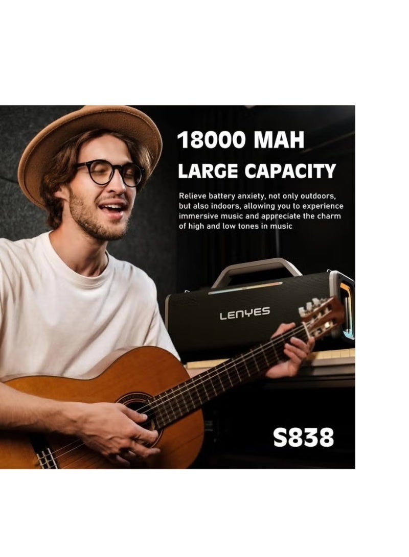 Lenyes S838 Portable Bluetooth Speaker 5.0 with 360° Surround Sound & Bass Diaphragm - Image 4