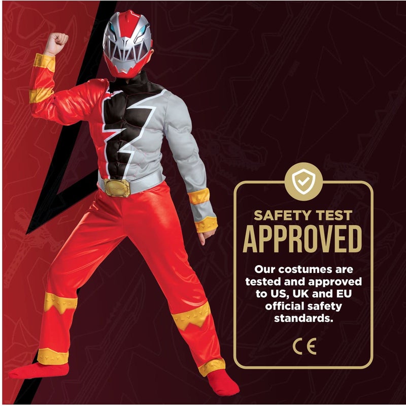 Disguise Red Ranger Muscle Costume for Kids, Official Power Rangers Dino Fury Outfit with Mask, Child Size Small (4-6) - Image 5