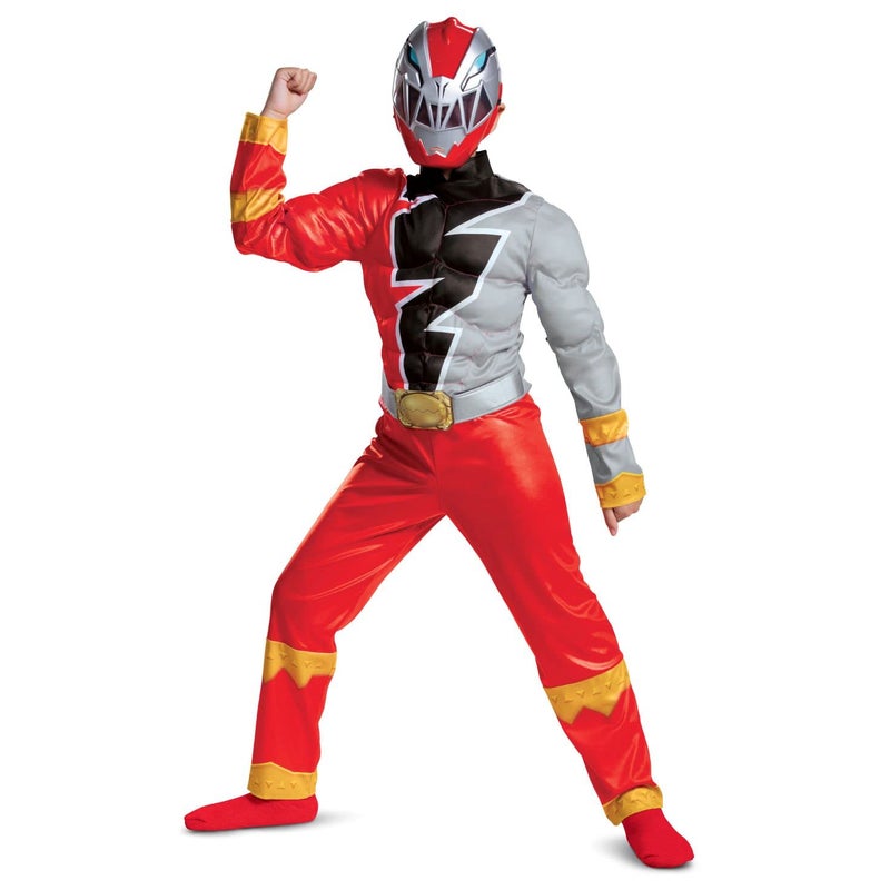 Disguise Red Ranger Muscle Costume for Kids, Official Power Rangers Dino Fury Outfit with Mask, Child Size Small (4-6) - Image 1
