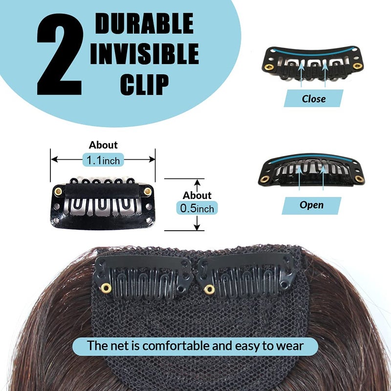Shinon Bangs Hair Clip in Human Hair Bangs Unprocessed Fringe Hair with Temple Thick Bangs 1b Black Color - Image 3
