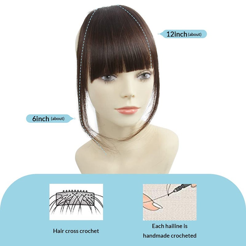 Shinon Bangs Hair Clip in Human Hair Bangs Unprocessed Fringe Hair with Temple Thick Bangs 1b Black Color - Image 2