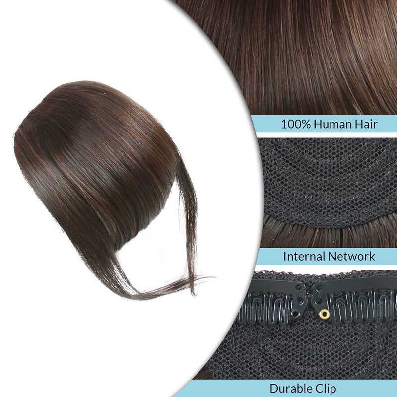 Shinon Bangs Hair Clip in Human Hair Bangs Unprocessed Fringe Hair with Temple Thick Bangs 1b Black Color - Image 4