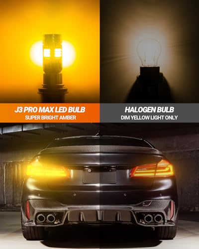 SEALIGHT 3157 LED Bulbs 3157 LED Turn Signal Bulbs Anti Hyper Flash With Turbo Fan 2700K Amber Yellow Bulb Replacement for Front Rear Turn Signal Tail Blinker Light Plug N Play 2PCS - Image 3