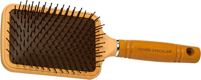 Mixed Chicks Paddle Brush with Hardened Plastic and Wood Handle - Image 1