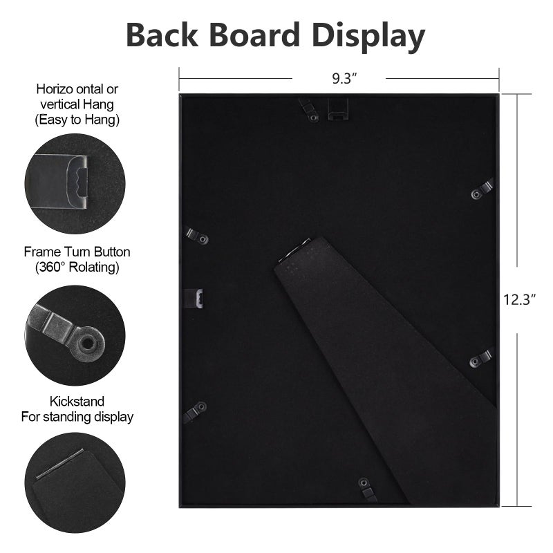 Fkvat 9x12 Picture Frame  Black Modern Thin Aluminum Metal Photo Frame with HD Glass  Fits 6x8 with Mat or 9 x 12 without Mat  for Tabletop and Wall Mounting  1 Pack - Image 2