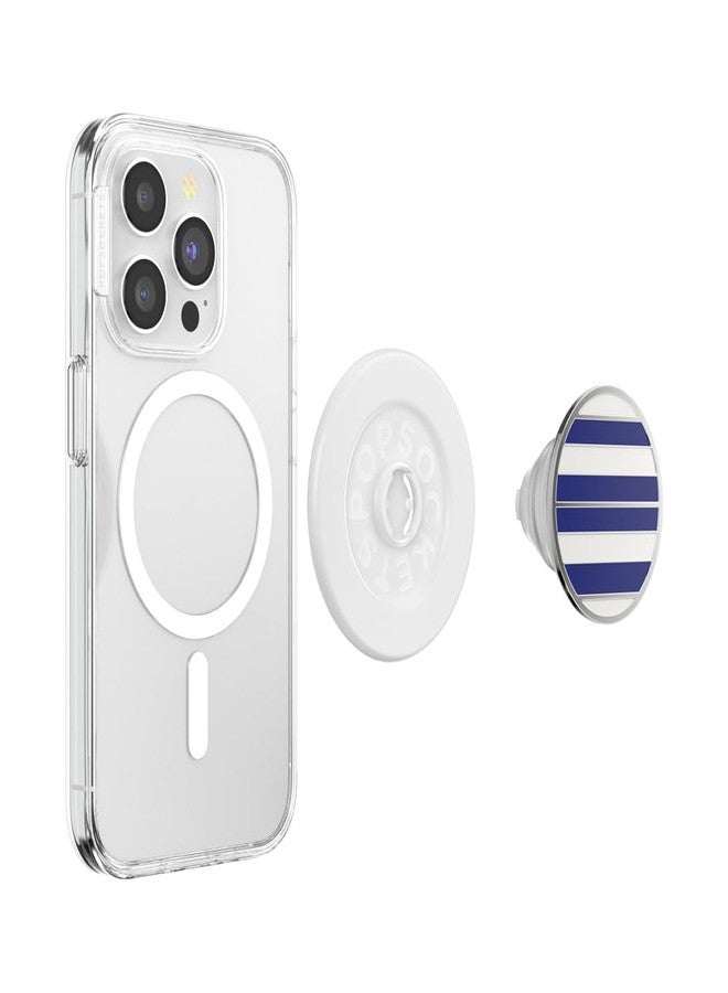 PopSockets Round Phone Grip Compatible with MagSafe, Adapter Ring Included, Phone Holder, Wireless Charging Compatible - Nautical Stripe - Image 4