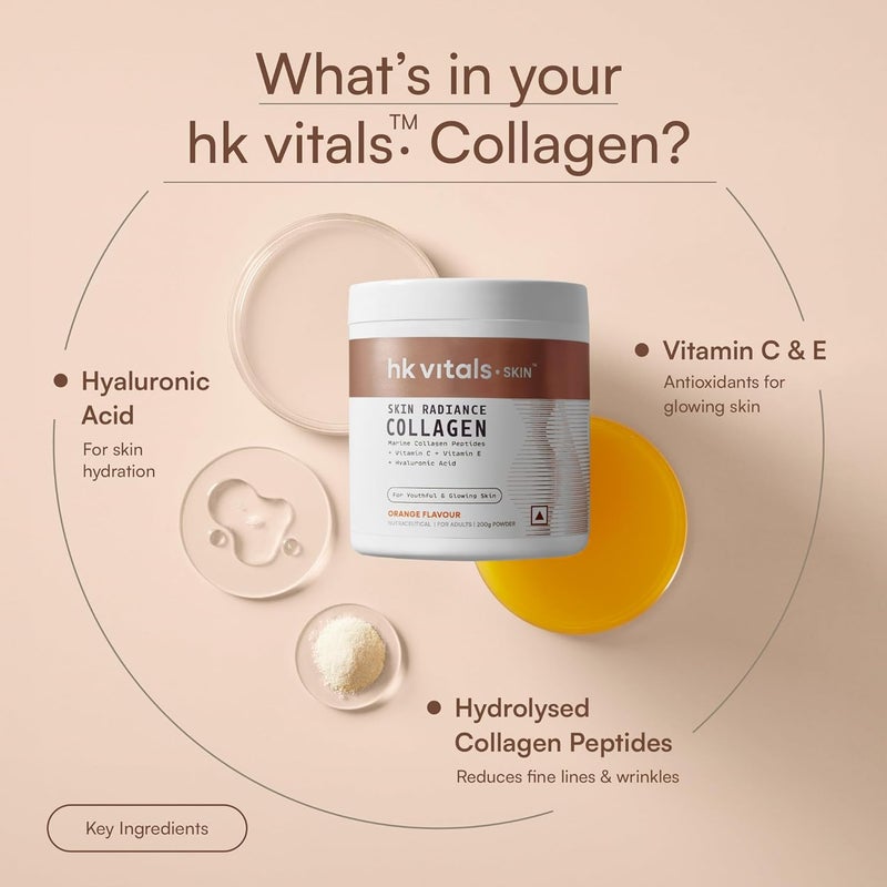 HK Vitals مسحوق الكولاجين لإشراقة البشرة من إتش كيه فيتالز للبالغين (برتقالي، 200 غرام) - Image 3