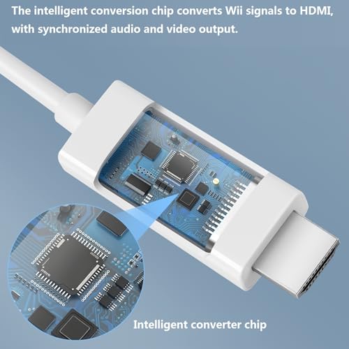 HOXIBSL 5ft WII to HDMI Converter Cable Adapter,for use with Full HD 1080P Devices with an HDMI Port,Compatible with WII,U,HDTV, Monitor (White) - Image 3